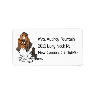 Funny Puppy Dog Cartoon Cute Basset Hound Etiket