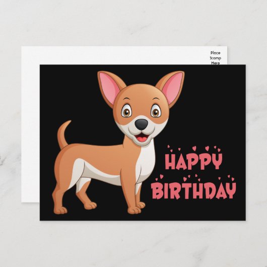Funny Puppy Dog Cartoon Cute Chihuahua Birthday Briefkaart (Voorkant / Achterkant)