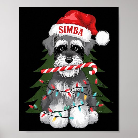 Funny Puppy Dog Christmas Holiday With Candy Cane Poster (Voorkant)