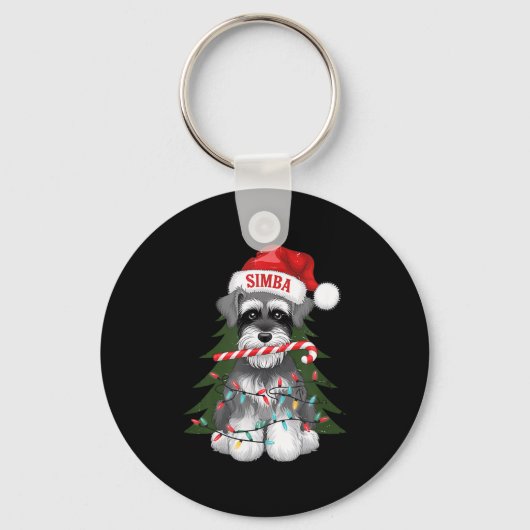 Funny Puppy Dog Christmas Holiday With Candy Cane Sleutelhanger (Voorkant)