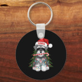 Funny Puppy Dog Christmas Holiday With Candy Cane Sleutelhanger (Voorkant)