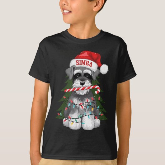 Funny Puppy Dog Christmas Holiday With Candy Cane T-shirt (Voorkant)