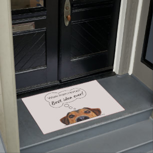 Funny Puppy Dog denking: Werk vanuit huis? Deurmat