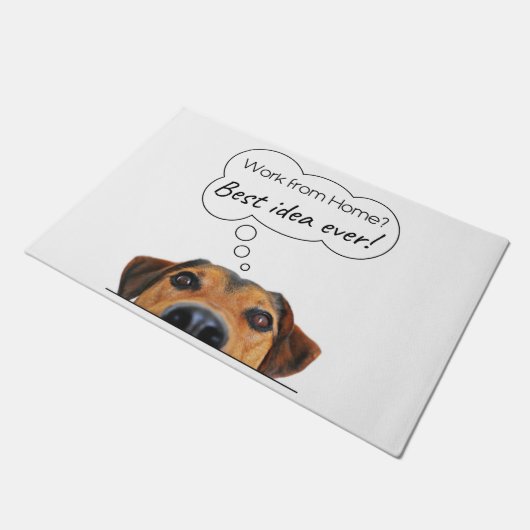 Funny Puppy Dog denking: Werk vanuit huis? Deurmat (Schuin)