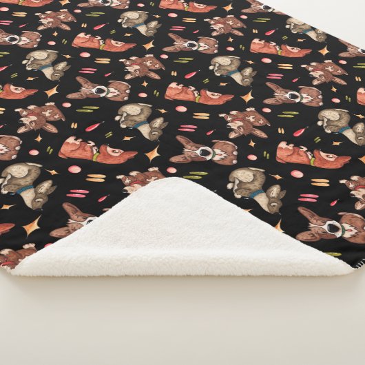 Funny Puppy Dog Random Activity Pattern Dog Sherpa Deken (3/4)