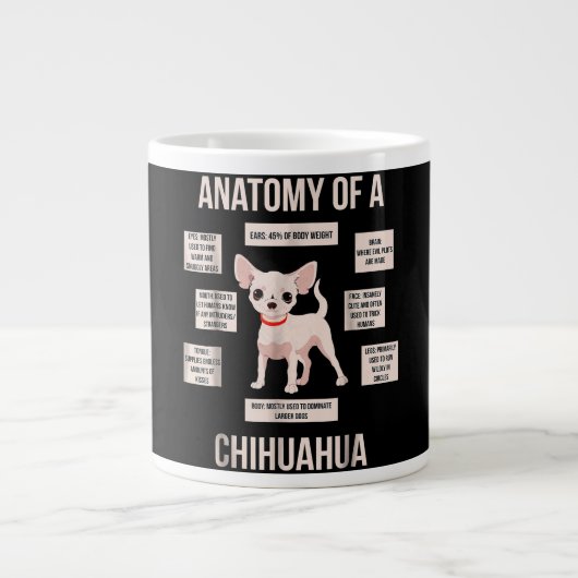 Funny Puppy Gift Anatomie van een Chihuahua Grote Koffiekop (Voorkant)