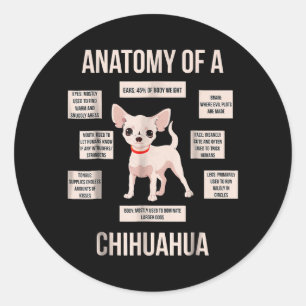 Funny Puppy Gift Anatomie van een Chihuahua Ronde Sticker