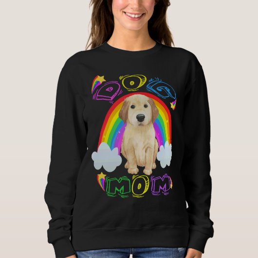 Funny Puppy Golden Retriever Rainbow Dog mama Trui (Voorkant)