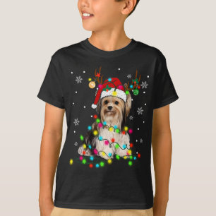 Funny Puppy Lover Yorkshire Terrier Christmas Ligh T-shirt