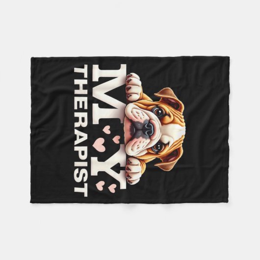 Funny Puppy My Therast English Bulldog Dog  Fleece Deken (Voorkant (Horizontaal))