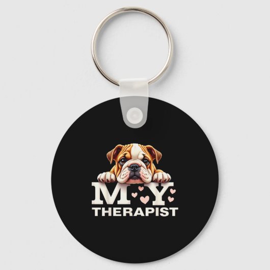 Funny Puppy My Therast English Bulldog Dog  Sleutelhanger (Voorkant)