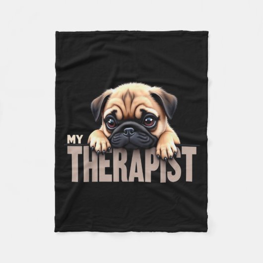 Funny Puppy My Therast Pug Dog  Fleece Deken (Voorkant)