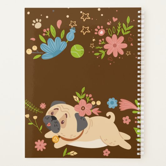 Funny Puppy Pug Dog Personalized Planner (Achterkant)