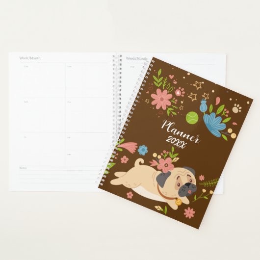 Funny Puppy Pug Dog Personalized Planner (Display)