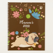 Funny Puppy Pug Dog Personalized Planner (Voorkant)