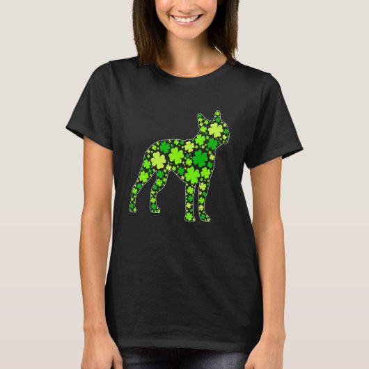 Funny Puppy Shamrock Boston Terrier Dog St Patrick T-shirt (Voorkant)
