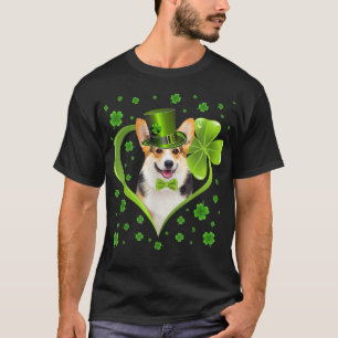Funny Puppy Shamrock Corgi Dog St T-shirt