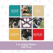 Funny Puppy Sleep Eat Herhaal Hondenliefhebber Kle Vierkante Klok