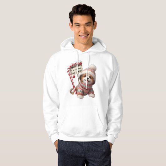​Funny Puppy "Snow Way I'm Leaving!" Winter Dog Hoodie (Voorkant volledig)