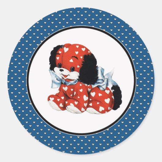  Funny Puppy Valentijnsdag Ronde Sticker (Voorkant)