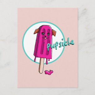 Funny "Pupsicle" Dog Pun Cartoon Illustratie Briefkaart
