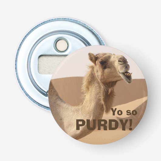 Funny Purdy Camel Foto Button Flesopener (Voorkant)
