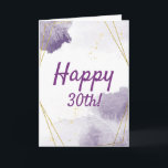 Funny Purple 30th Birthday Watercolor, Gold Frame Kaart<br><div class="desc">Pretty,  feminine Purple and gold glitter frames watercolor art,  funny 30th birthday card for women. Turning 30 is a great milestone. This card is perfect voor women with a great sense of humor.</div>