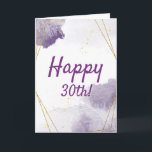 Funny Purple 30th Birthday Watercolor, Gold Frame Kaart<br><div class="desc">Pretty,  feminine Purple and gold glitter frames watercolor art,  funny 30th birthday card for women. Turning 30 is a great milestone. This card is perfect voor women with a great sense of humor.</div>
