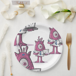 Funny Purple Accountant Monsters Paper Plate Papieren Bordje