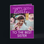 Funny Purple Floral Photo Sister 50th Birthday Kaart<br><div class="desc">Funny Purple Floral Photo Sister 50th Birthday, an elegant and aantrekkelijk design for any sister. Do you need any sister 50th birthday cards, little sister 50th birthday cards, big sister 50th birthday cards or happy 50th birthday card for sister, this one is for you. The design features a nice foto...</div>