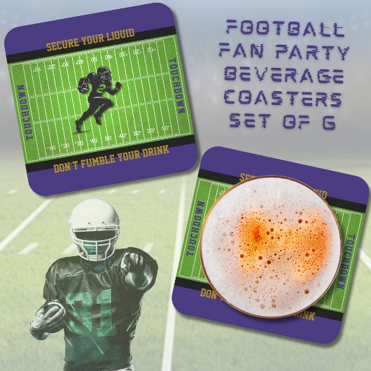 Funny Purple Football Game Day Coasters Kartonnen Onderzetters