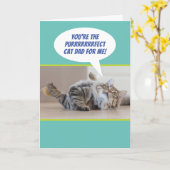 Funny Purrfect pap van een kat op Vaderdag Kaart (Gele Bloem)