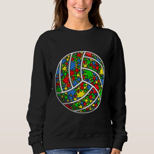 Funny Puzzle Volleyball Autisme Awareness Mannen W Trui (Voorkant)