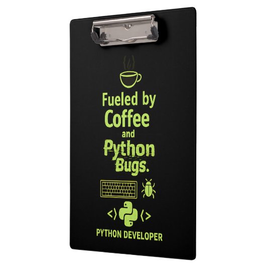 Funny Python Developer – Fueled by Coffee bugs Klembord (Links)