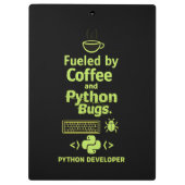 Funny Python Developer – Fueled by Coffee bugs Klembord (Achterkant)