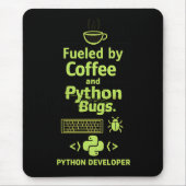 Funny Python Developer – Fueled by Coffee bugs  Muismat (Voorkant)