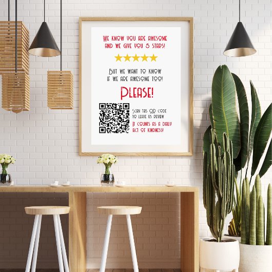 Funny QR Code Laat een Review uniek modern Poster