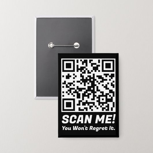 Funny QR Scan Me! Funny Regret Joke  Button (Voorkant / Achterkant)