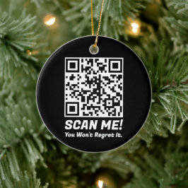 Funny QR Scan Me! Funny Regret Joke  Keramisch Ornament
