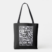 Funny QR Scan Me! Funny Regret Joke  Tote Bag (Achterkant)