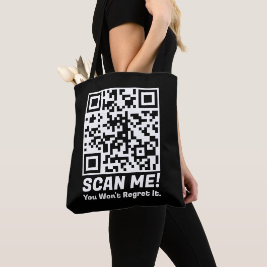 Funny QR Scan Me! Funny Regret Joke  Tote Bag (Dichtbij)