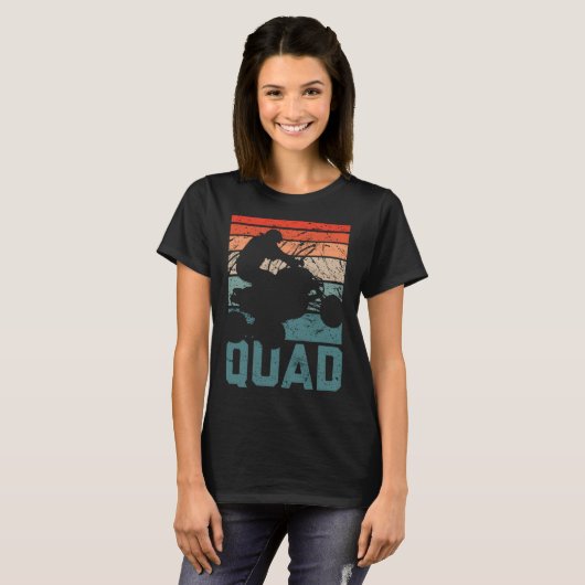 Funny Quad Retro Quad Riding Four Wheeler ATV voor T-shirt (Voorkant volledig)