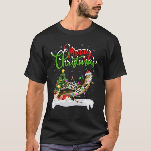 Funny Quail Bird Lover Xmas Lighting Quail Christm T-shirt (Voorkant)