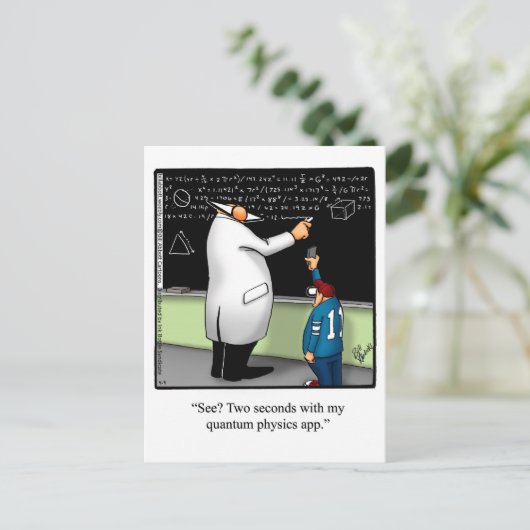 Funny "Quantum Physics App" Briefkaart (Staand voorkant)