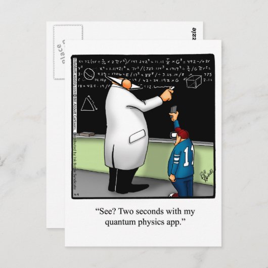 Funny "Quantum Physics App" Briefkaart (Voorkant / Achterkant)
