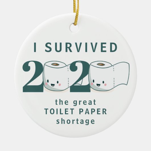 Funny quarantaine 2020 overleefde toiletpapier keramisch ornament (Voorkant)