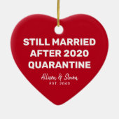 Funny Quarantine 2020 Red Heart Couples Names Keramisch Ornament (Achterkant)