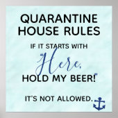 Funny Quarantine House Rules Hold my Beer Poster (Voorkant)