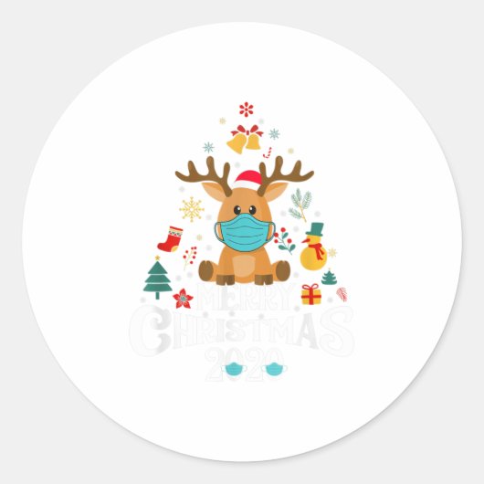 Funny Quarantine Kerstmis 2020 Tree De Ronde Sticker (Voorkant)