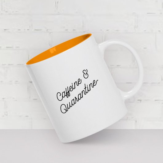 Funny Quarantine ModernTypography Trendy Tweekleurige Koffiemok